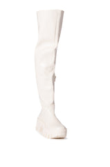AZALEA WANG SUSIE THIGH HIGH FLATFORM BOOT IN CREAM