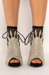 AZALEA WANG UP IN FLAMES STILETTO BOOTIE IN BLACK