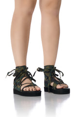 AZALEA WANG CALINA CAMO GLADIATOR SANDAL