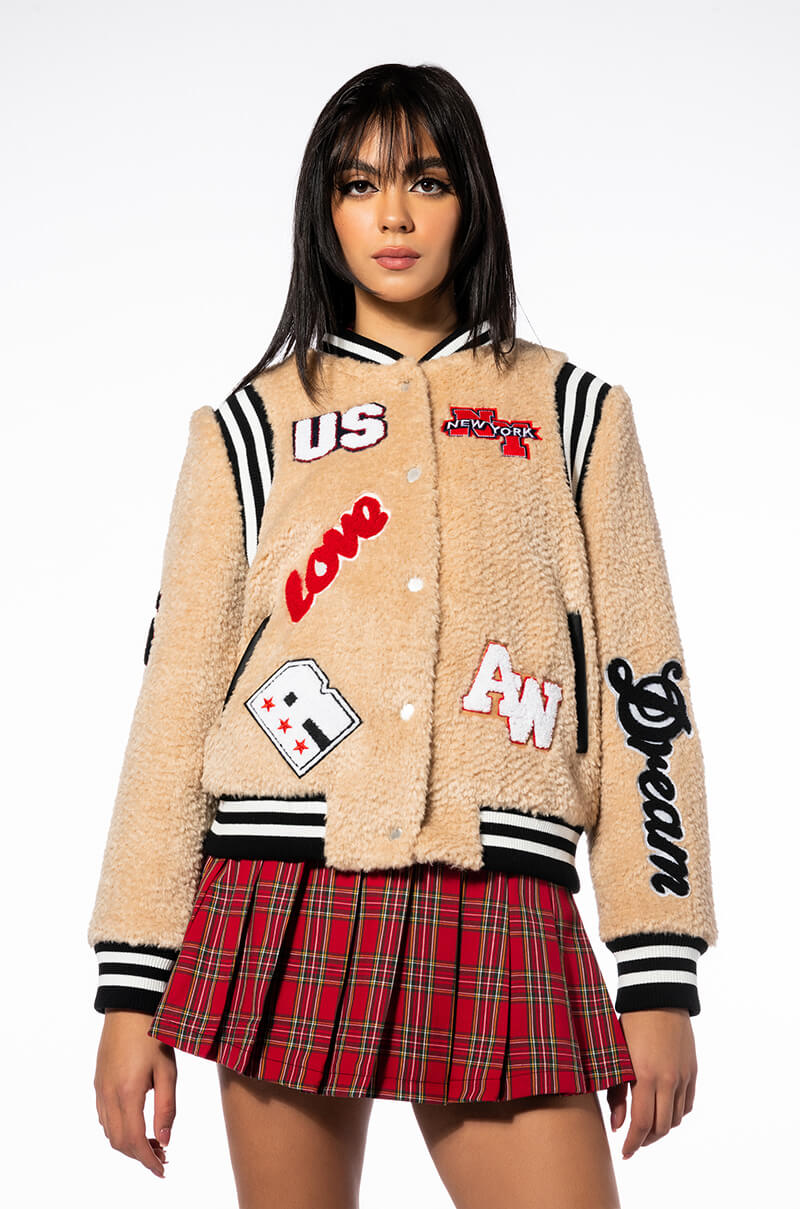 COLLEGIATE WELCOME BACK TEDDY VARSITY BOMBER