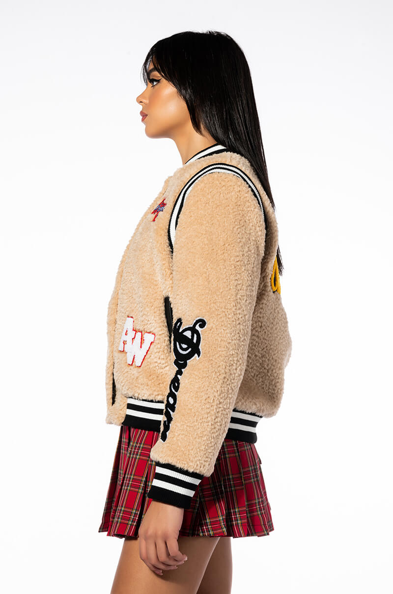 COLLEGIATE WELCOME BACK TEDDY VARSITY BOMBER
