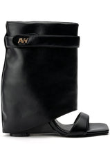 AZALEA WANG DANA FOLD OVER WEDGE BOOTIE IN BLACK