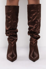 AZALEA WANG DATE NIGHTS WITH YOU STILETTO BOOT IN BROWN