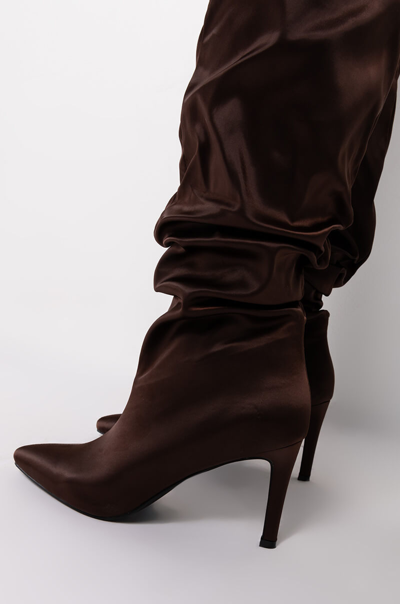 AZALEA WANG DATE NIGHTS WITH YOU STILETTO BOOT IN BROWN