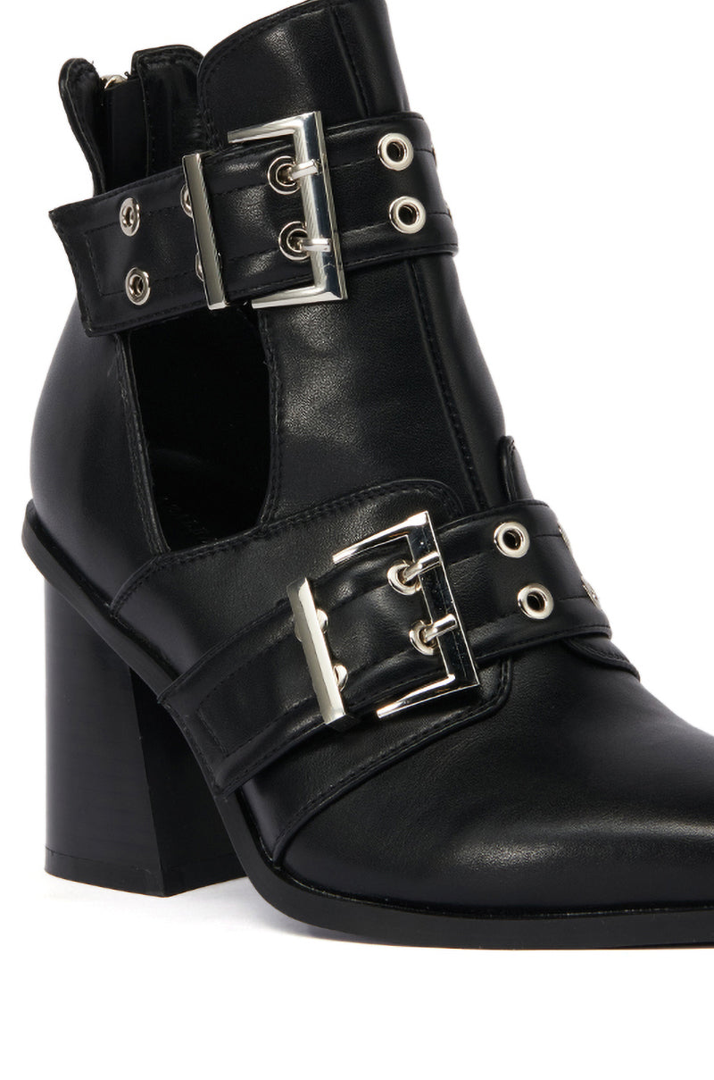 AZALEA WANG DEEGAN BLACK BUCKLE BOOTIE