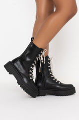AZALEA WANG DIAMONDS ON MY FEET FLATFORM BOOTIE IN BLACK
