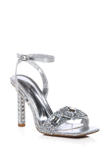 AZALEA WANG DISCO EMBELLISHED CHUNKY SANDAL IN SILVER