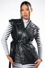 AZALEA WANG DOLLY PU VEST WITH ADJUSTABLE BELT