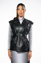 AZALEA WANG DOLLY PU VEST WITH ADJUSTABLE BELT