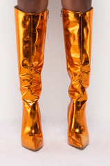 AZALEA WANG DON'T WANNA FALL IN LOVE STILETTO BOOT IN ORANGE