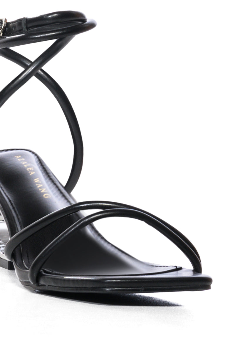 AZALEA WANG DORSIA BLACK NOVELTY SILVER CIRCLE HEELED SANDAL
