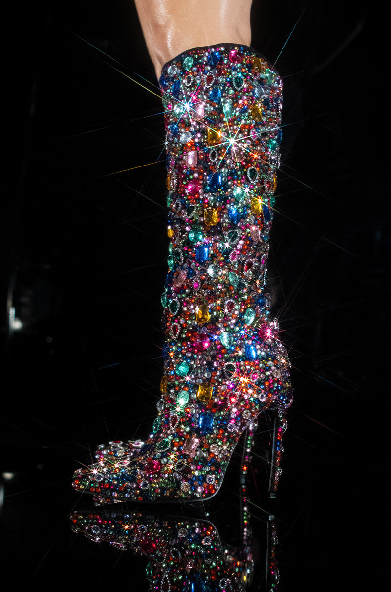AZALEA WANG ECSTATIC MULTI RHINESTONE COVERED BOOT