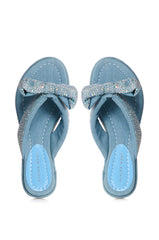 AZALEA WANG EILEEN EMBELLISHED FILP FLOP SANDAL IN DENIM