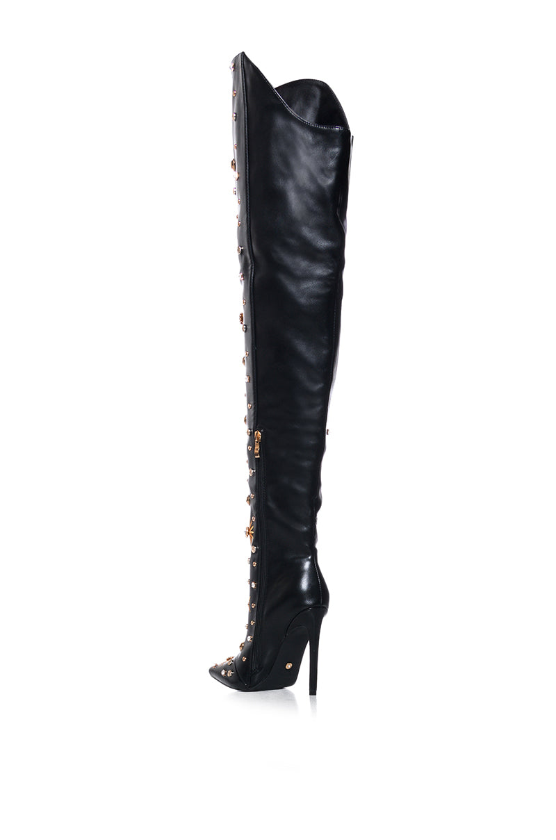 AZALEA WANG ENDRES GOLD EMBELLISHMENT BOOT IN BLACK