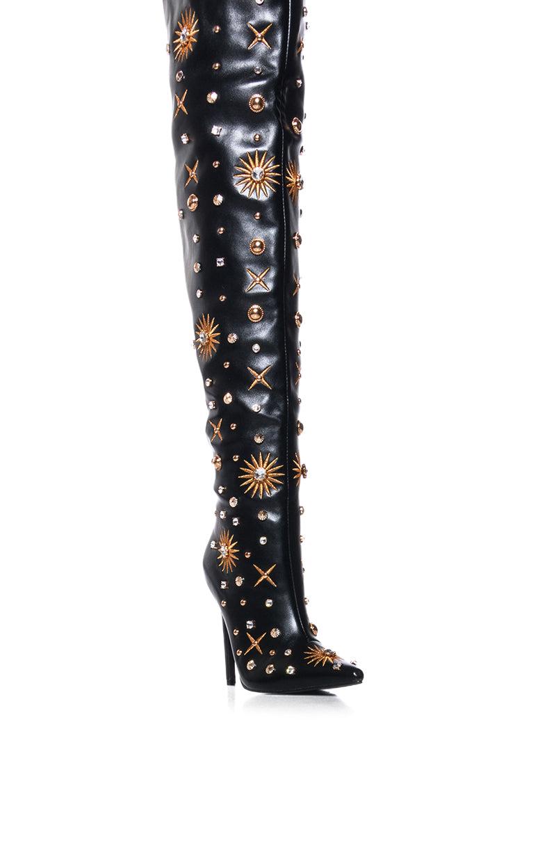 AZALEA WANG ENDRES GOLD EMBELLISHMENT BOOT IN BLACK
