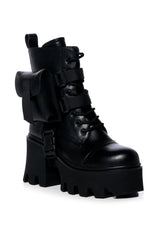 AZALEA WANG FOLLOW CHUNKY COMBAT BOOTIE IN BLACK