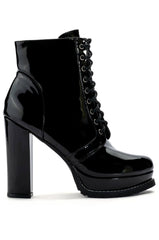 AZALEA WANG FREDDIE CHUNKY LACE UP BOOTIE IN BLACK