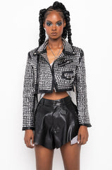 AZALEA WANG GAZETTE 3000 STUDS MOTO JACKET IN BLACK