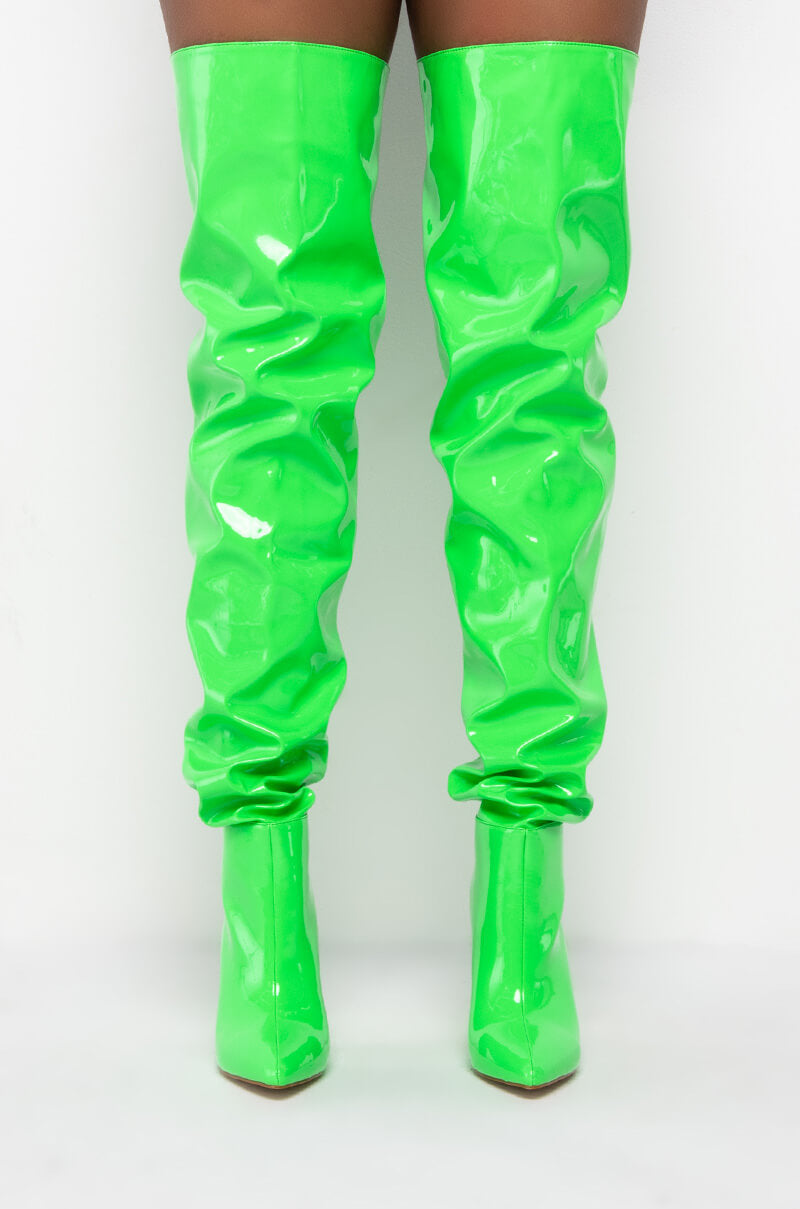 AZALEA WANG GIVE MY APOLOGIES CHUNKY BOOT IN GREEN