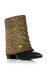 AZALEA WANG HAVANNAH CHAIN COVERED BOOTIE IN BLACK