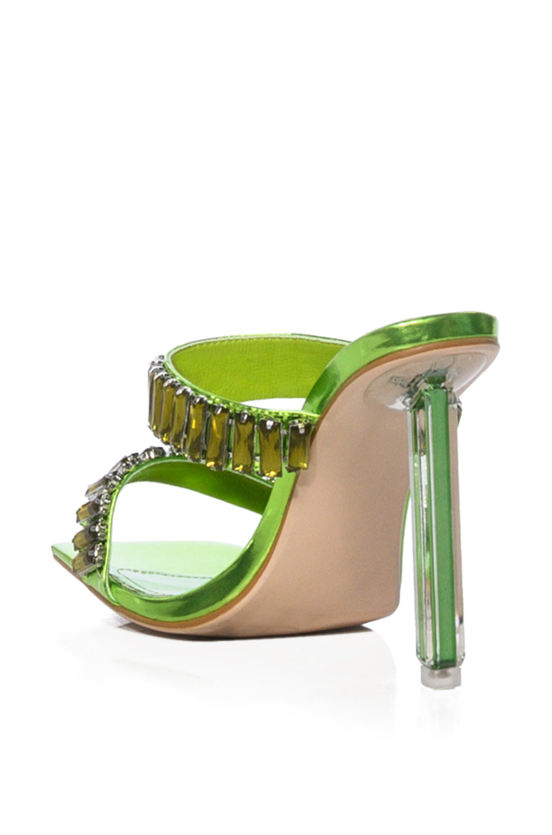 AZALEA WANG HURLEY EMBELLISHED STILETTO SANDAL IN GREEN