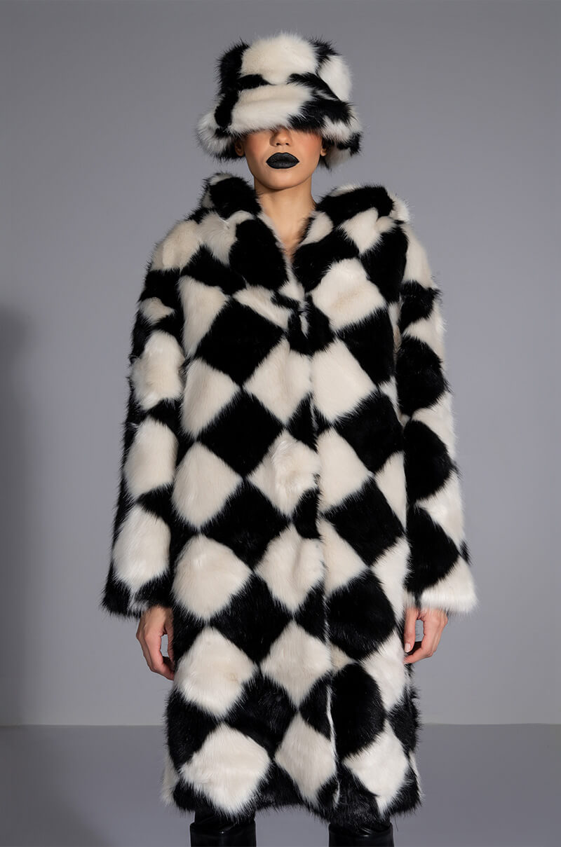 IF YOU SMILE LONG FAUX FUR COAT