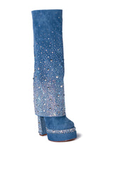AZALEA WANG INVISIBLE DENIM BOOT WITH DIAMONDS