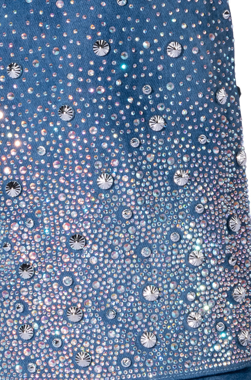 AZALEA WANG INVISIBLE DENIM BOOT WITH DIAMONDS