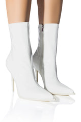 AZALEA WANG ISABELLA PATENT BOOTIE IN WHITE