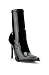 AZALEA WANG ISABELLA PATENT STRETCH BOOTIE IN BLACKPATENT