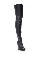 AZALEA WANG ITZEL BLACK BOOT WITH SILVER NOVELTY HEEL