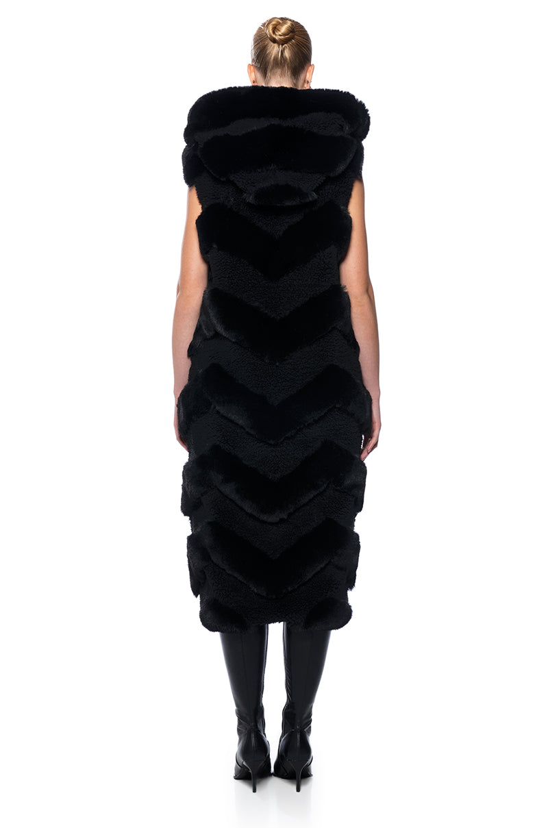 JEMI MIX MATERIAL FAUX FUR VEST