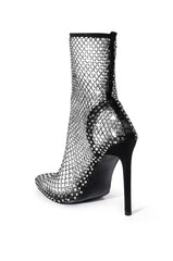 AZALEA WANG KATE BLING MESH BOOTIE IN BLACK