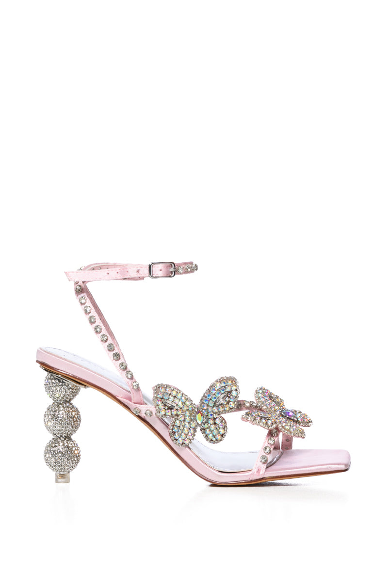 AZALEA WANG KIMORA PINK BUTTERFLY RHINESTONE SANDAL