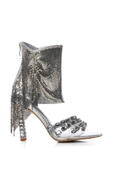 AZALEA WANG LESSIE SILVER CHAINMAIL STILETTO
