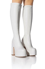 AZALEA WANG SUTTON PU CHUNKY BOOT IN WHITE
