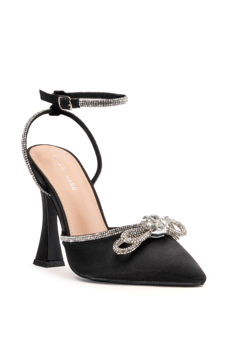 AZALEA WANG TAMIA EMBELLISHED CHUNKY PUMP IN BLACK