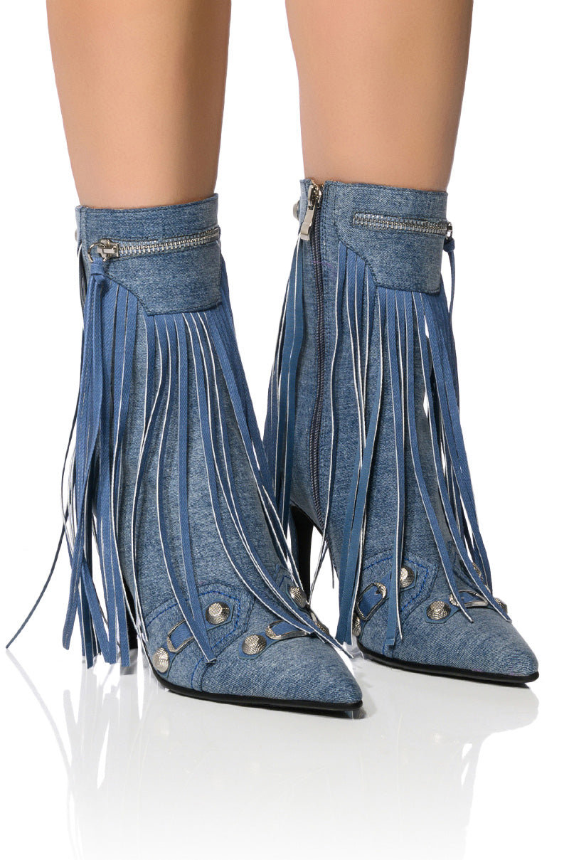 AZALEA WANG MARCELINA DENIM STILETTO BOOTIE