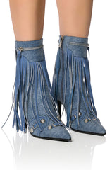 AZALEA WANG MARCELINA DENIM STILETTO BOOTIE