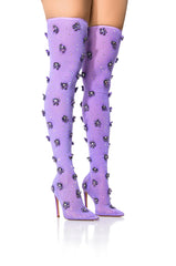 AZALEA WANG MARLOWE PURPLE EMBELLISHED FLOWER BOOT