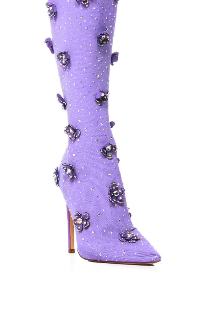 AZALEA WANG MARLOWE PURPLE EMBELLISHED FLOWER BOOT