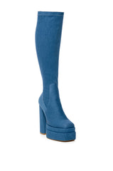 AZALEA WANG MAXINE DENIM CHUNKY BOOT