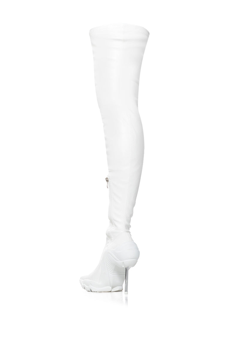 AZALEA WANG MCARTNEY STRETCH WHITE STILETTO BOOT