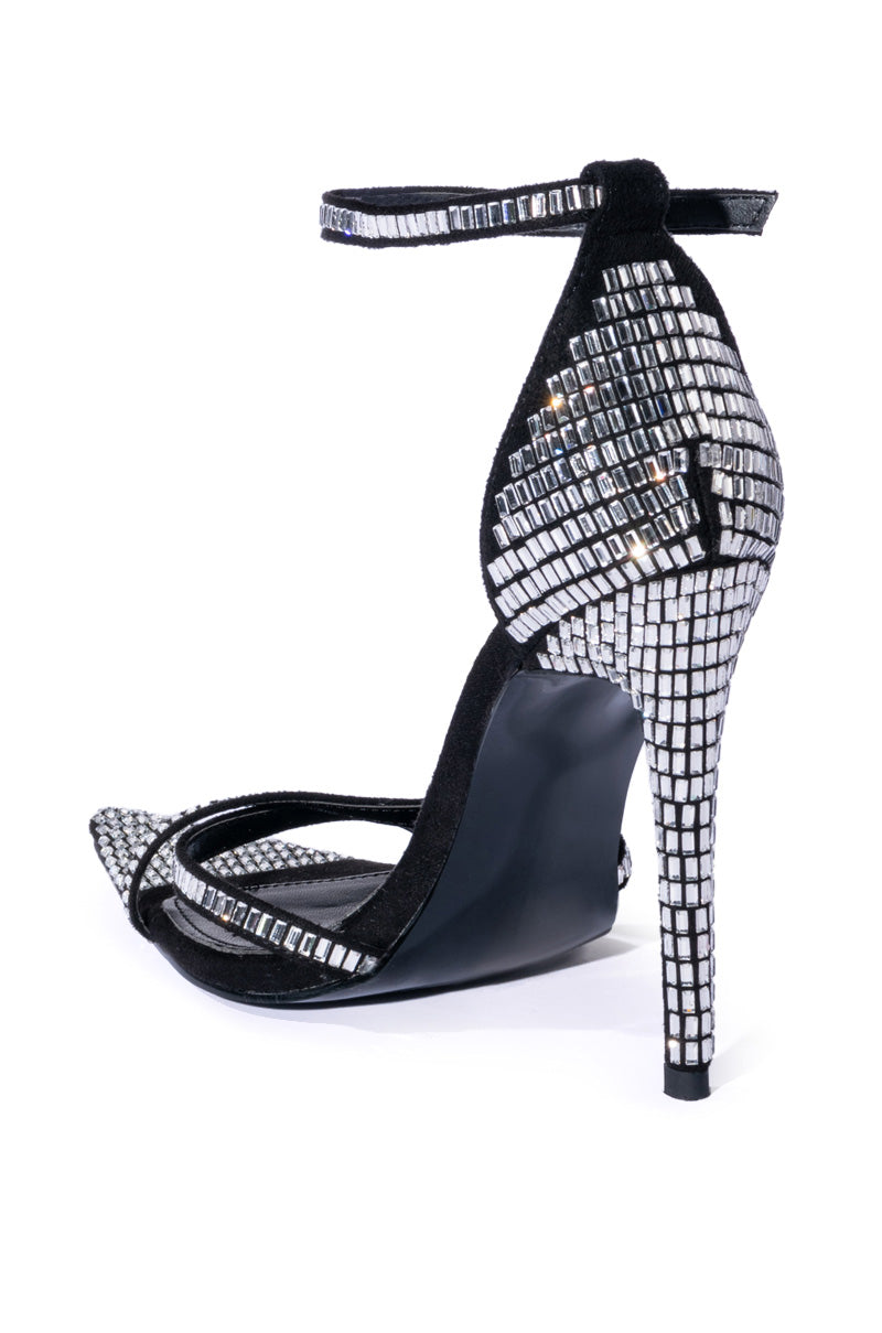 AZALEA WANG MIRIN EMBELLISHED CHUNKY STRAP SANDAL IN BLACK