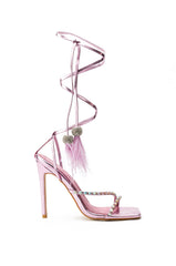 AZALEA WANG MISSY STILETTO METALLIC SANDAL IN PINK