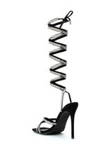 AZALEA WANG MOONLIGHT LACE UP SANDAL WITH BLING IN BLACK