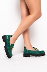 AZALEA WANG MY WAY FLATFORM LOAFER IN GREEN CROC
