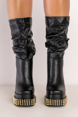 AZALEA WANG NATURE SLOUCH STUD BOOTIE IN BLACK