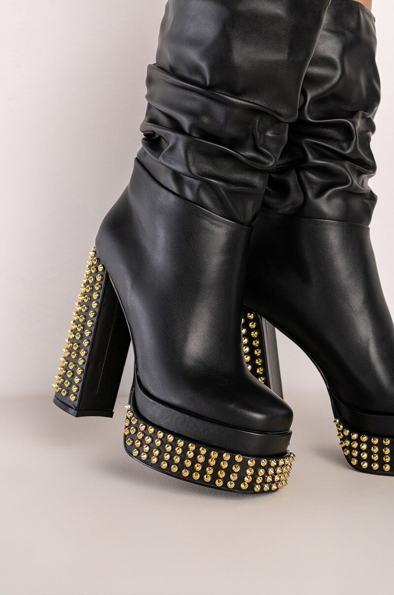 AZALEA WANG NATURE SLOUCH STUD BOOTIE IN BLACK