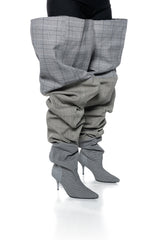 AZALEA WANG NEMY PLAID KITTEN HEEL THIGH HIGH BOOT